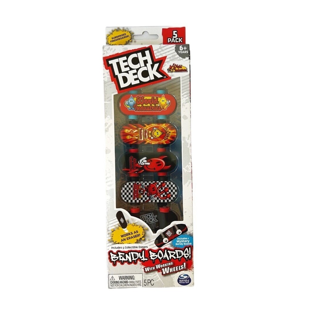 New Tech Deck Bendy Boards Rubberized Fingerboards Pack of 5 With Working Wheels